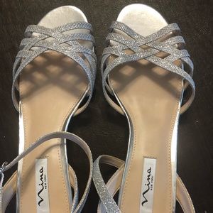 Beautiful glittery silver low MIA heels